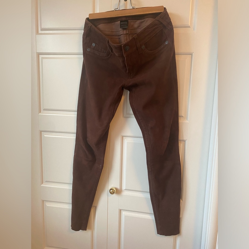 Brown Suede-like True Religion Skinny Jeggings